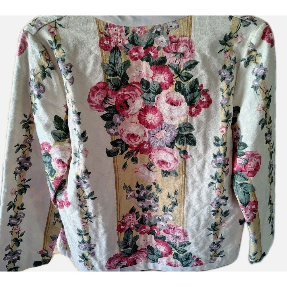 Women's Open Jacket Matching Purse Pockets Floral Embroidery Lace Print New - Picture 8 of 16
